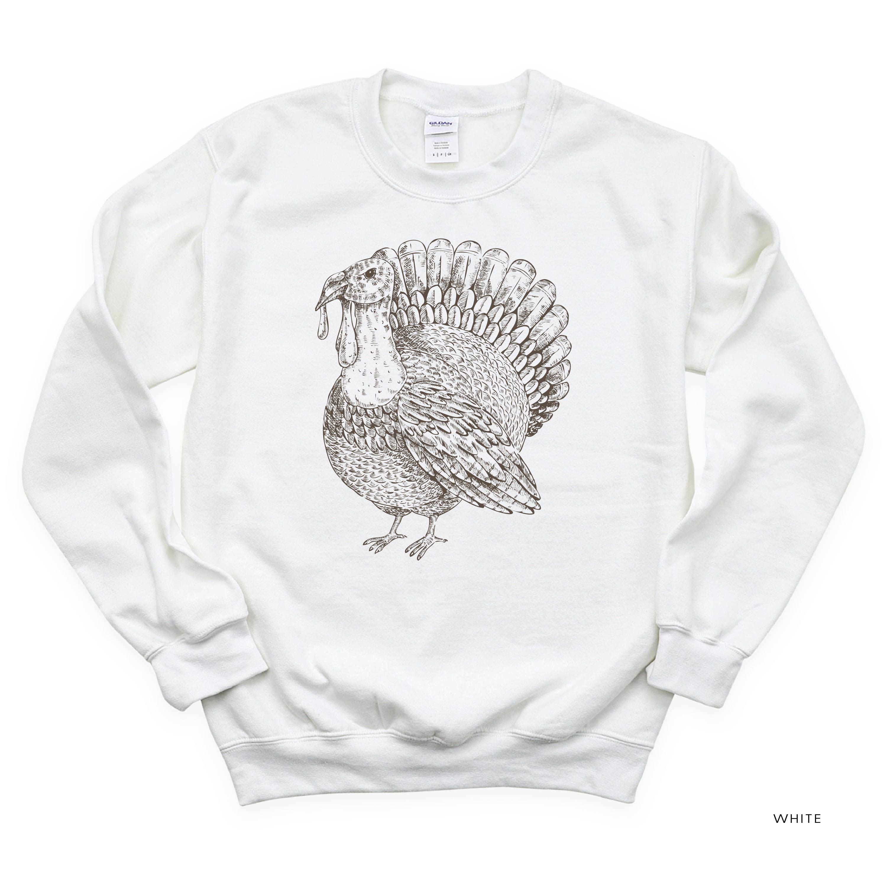 Thanksgiving Turkey Sketch - BASIC Fleece Little Mama Shirt Shop LLC