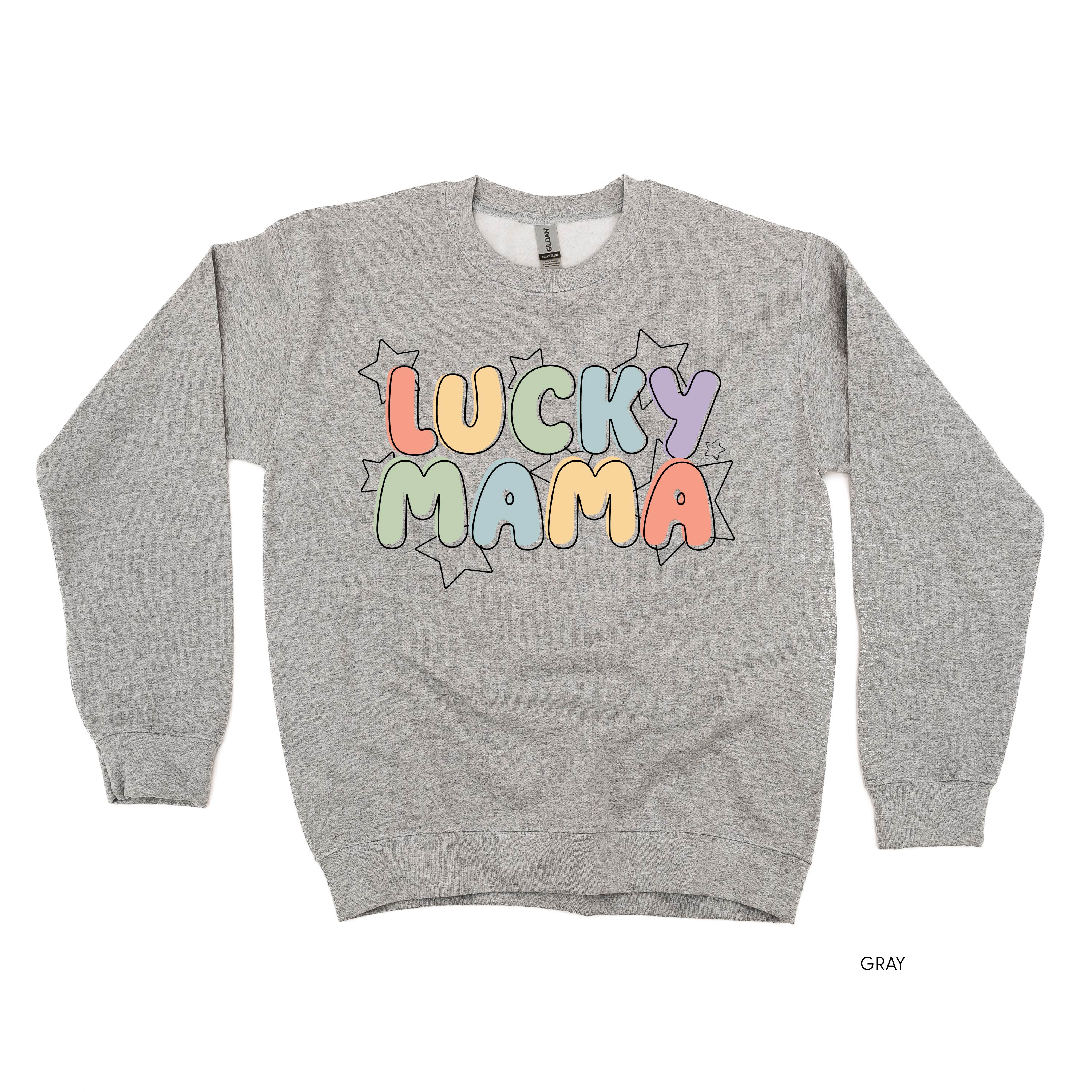 Bubble Letters & Stars Lucky Mama - BASIC Fleece Little Mama Shirt Shop LLC