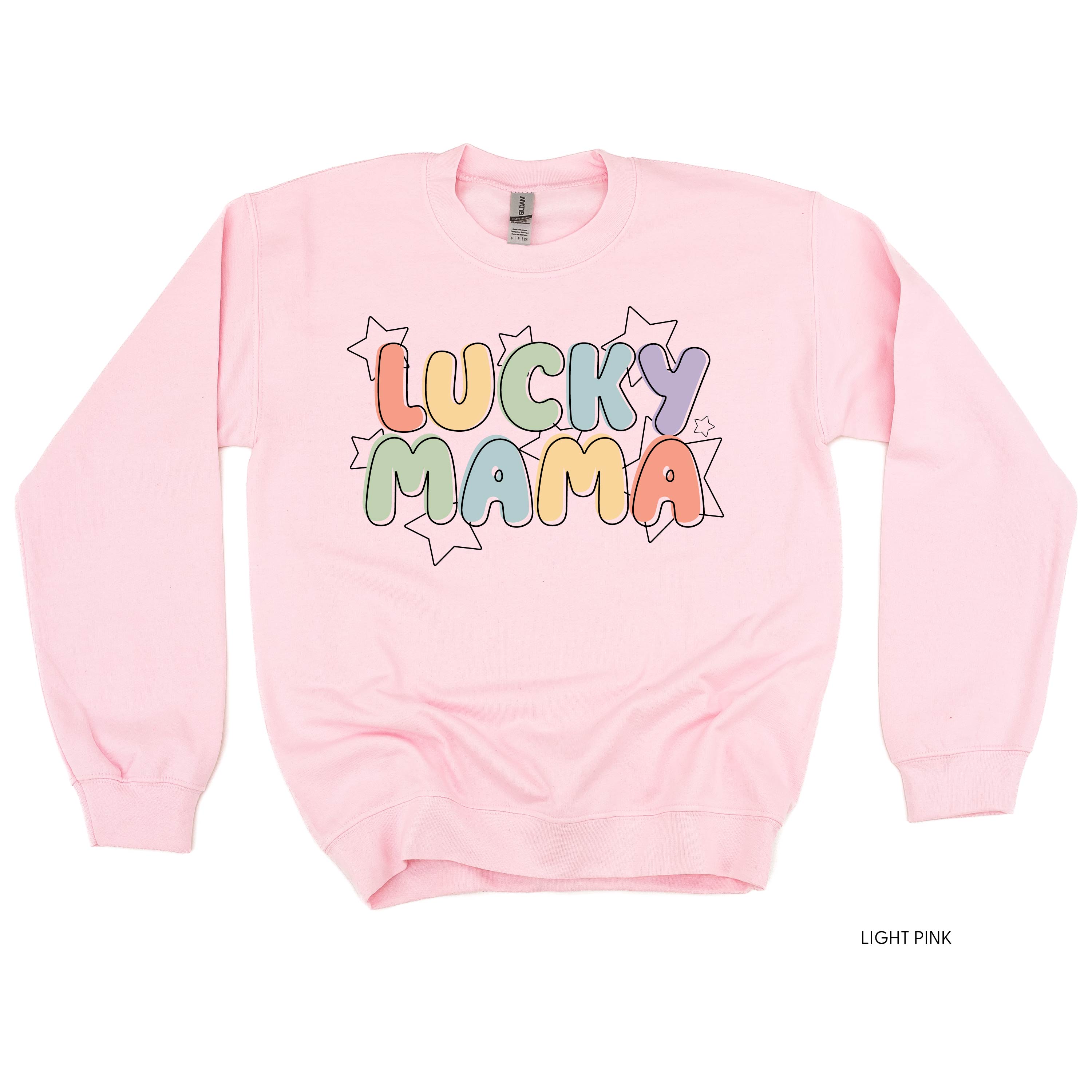 Bubble Letters & Stars Lucky Mama - BASIC Fleece Little Mama Shirt Shop LLC