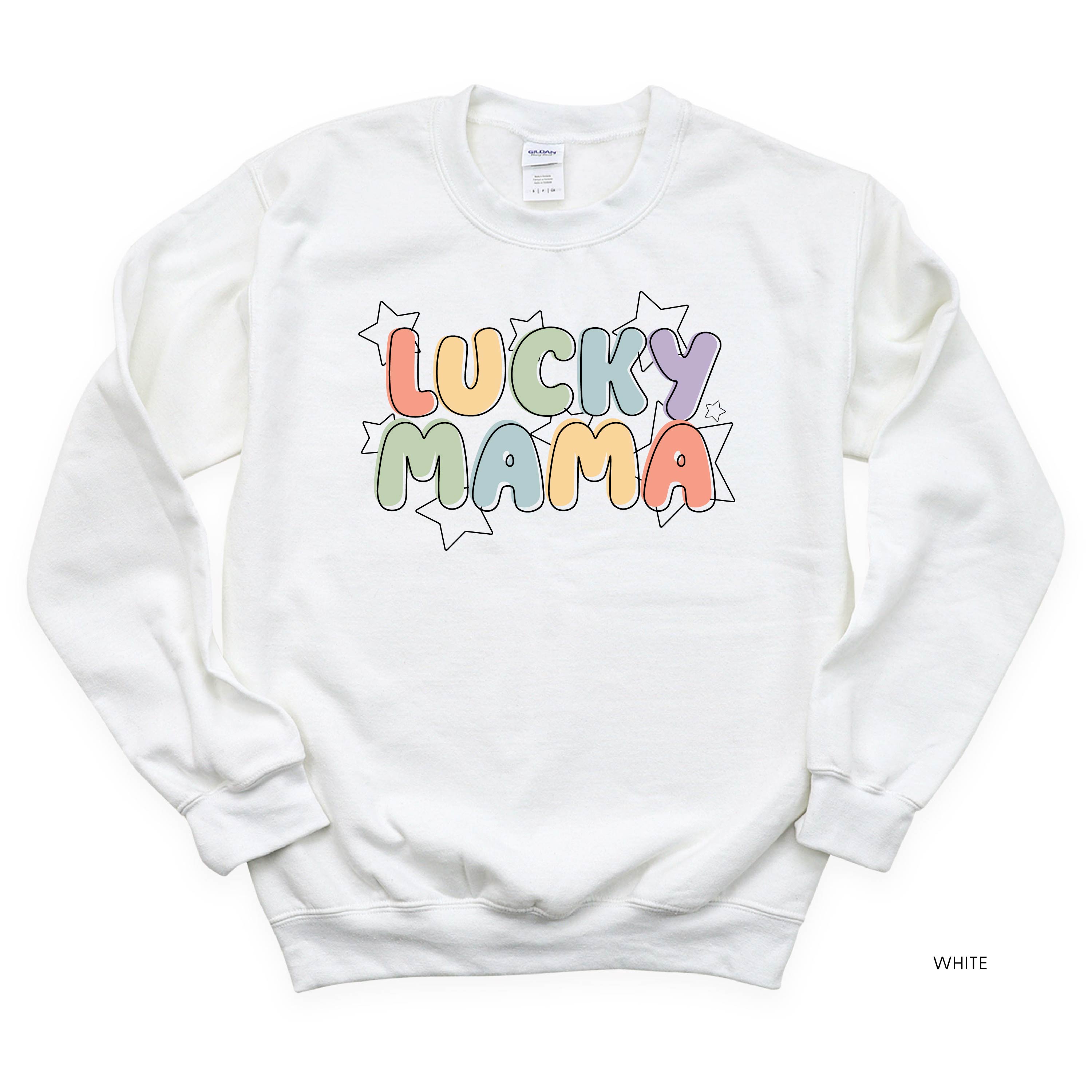 Bubble Letters & Stars Lucky Mama - BASIC Fleece Little Mama Shirt Shop LLC