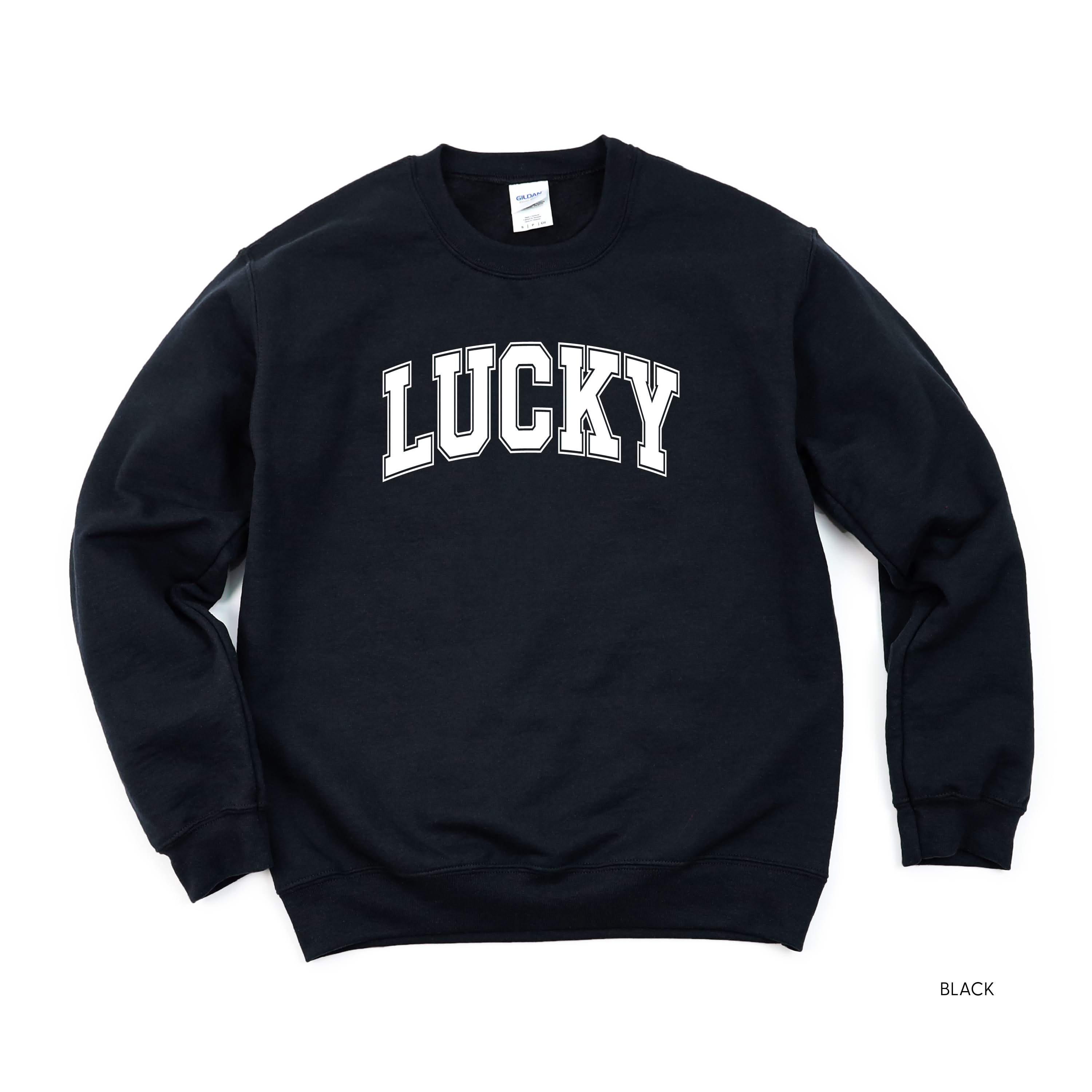 Lucky - Varsity Outline - Basic Fleece Little Mama Shirt Shop LLC