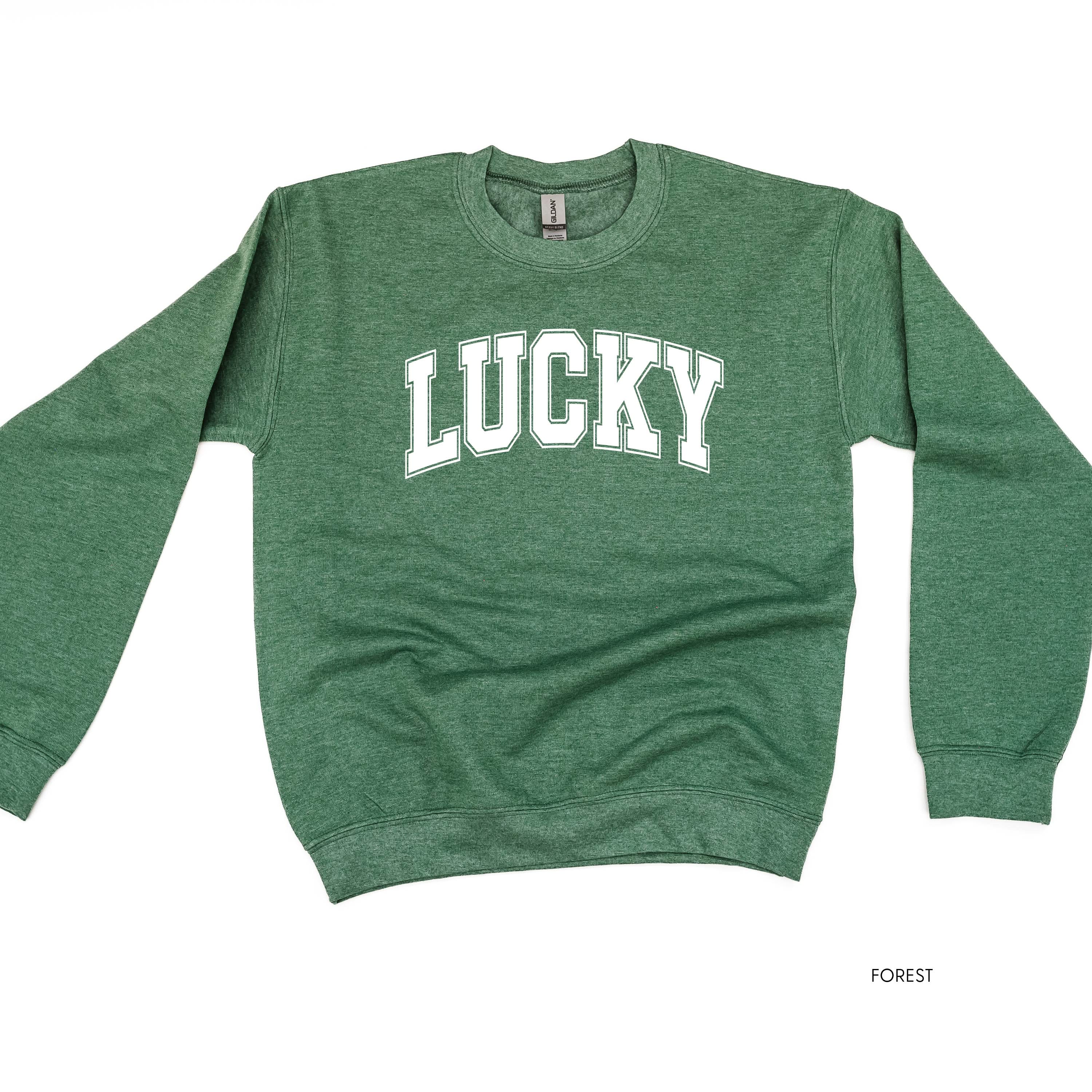 Lucky - Varsity Outline - Basic Fleece Little Mama Shirt Shop LLC