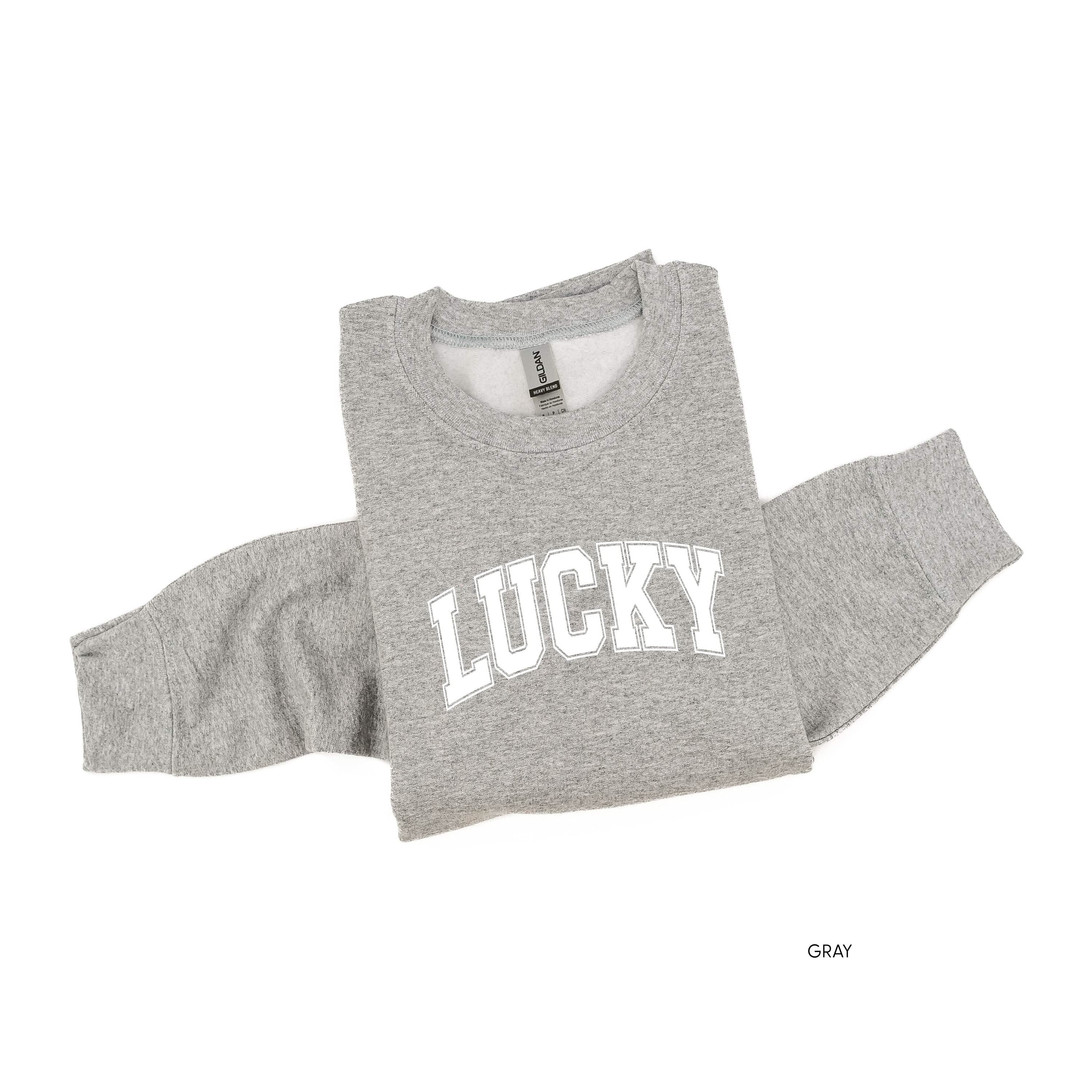 Lucky - Varsity Outline - Basic Fleece Little Mama Shirt Shop LLC