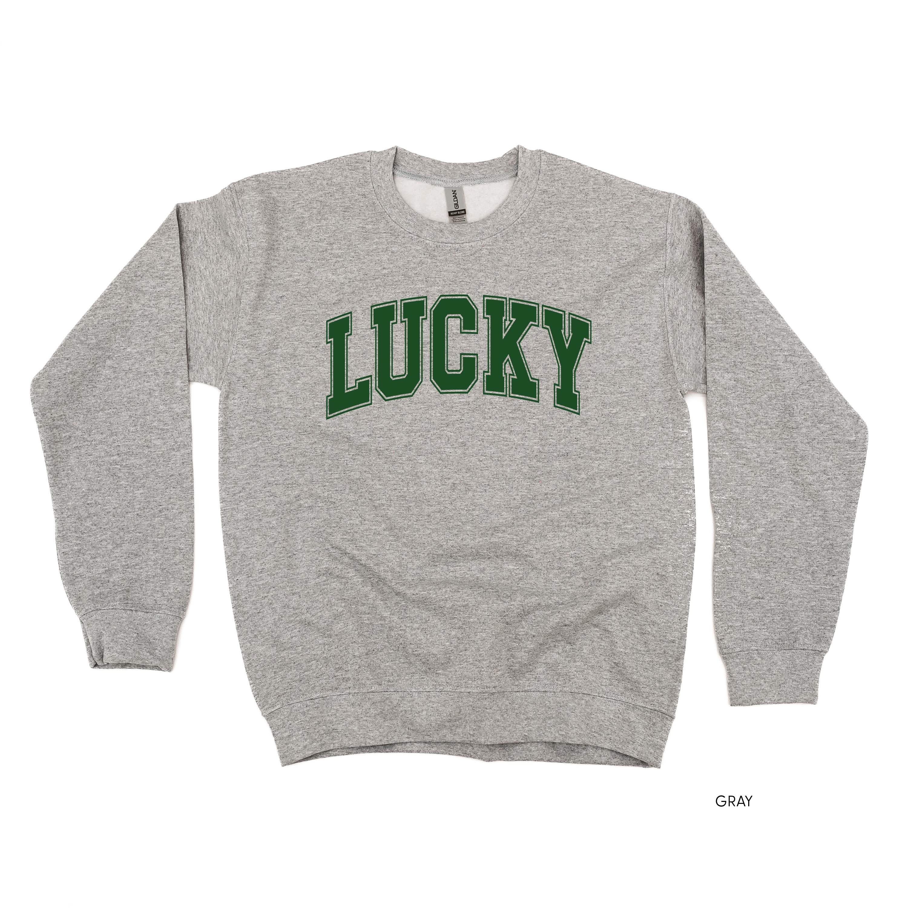 Lucky - Varsity Outline - Basic Fleece Little Mama Shirt Shop LLC