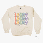 Bubble Letters & Stars Lucky x3 - BASIC Fleece Little Mama Shirt Shop LLC