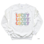 Bubble Letters & Stars Lucky x3 - BASIC Fleece Little Mama Shirt Shop LLC