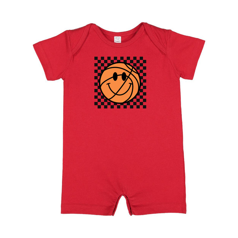 Checkers Smiley - Basketball - Short Sleeve / Shorts - One Piece Baby Romper