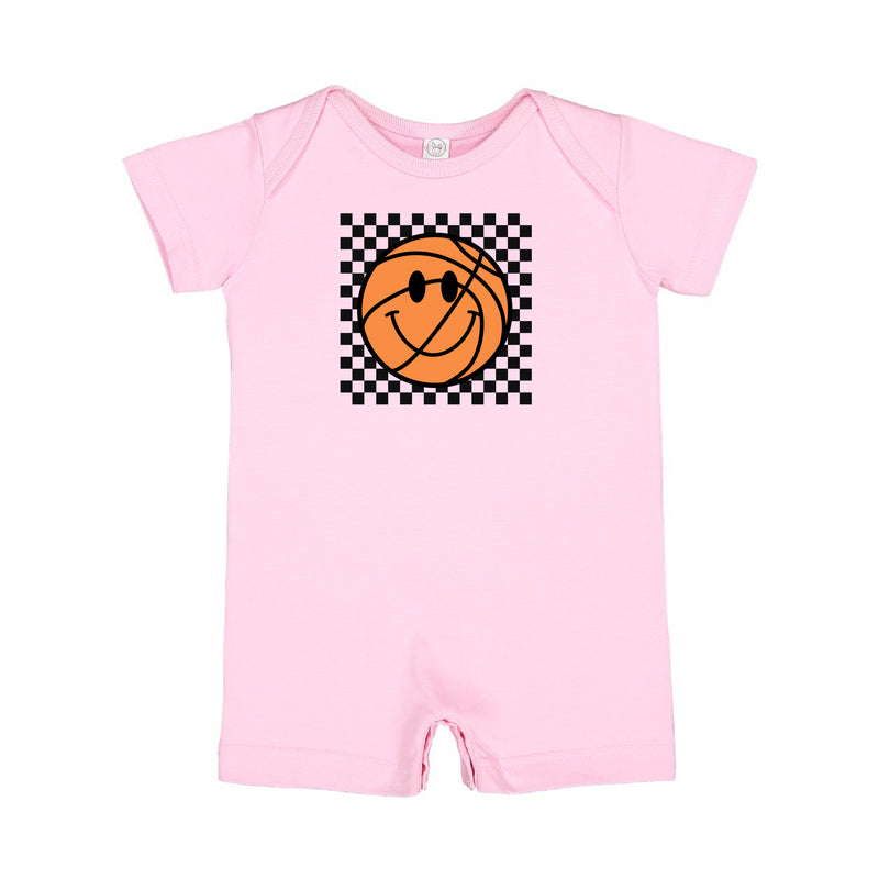 Checkers Smiley - Basketball - Short Sleeve / Shorts - One Piece Baby Romper