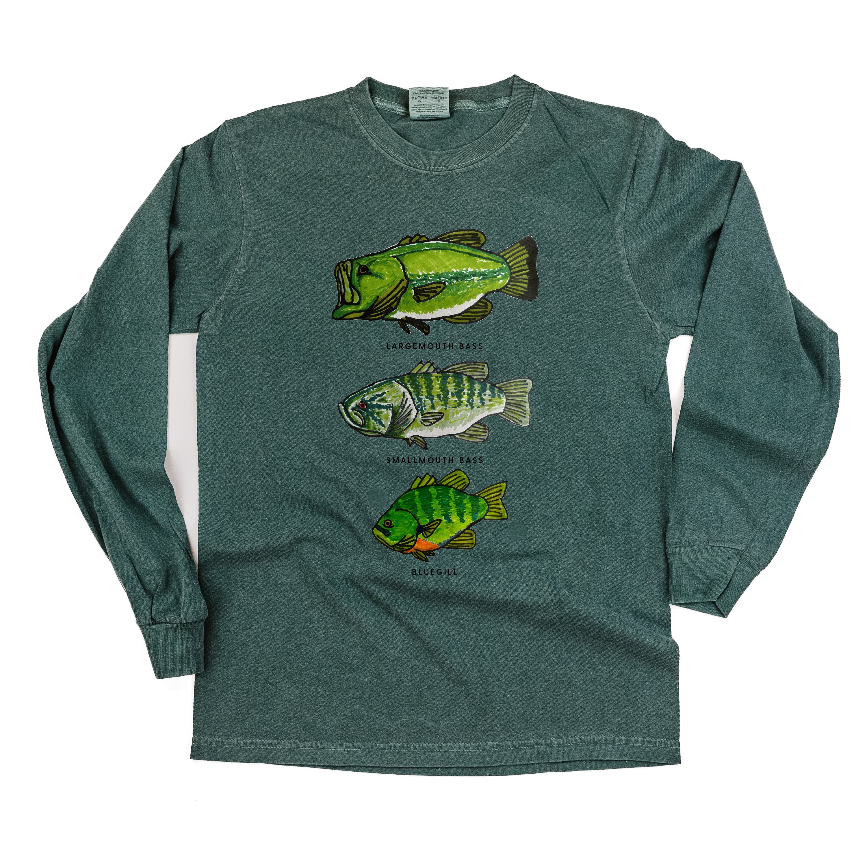Bass And Bluegill Chart (Hand Drawn) -  LONG SLEEVE Comfort Colors Tee Little Mama Shirt Shop