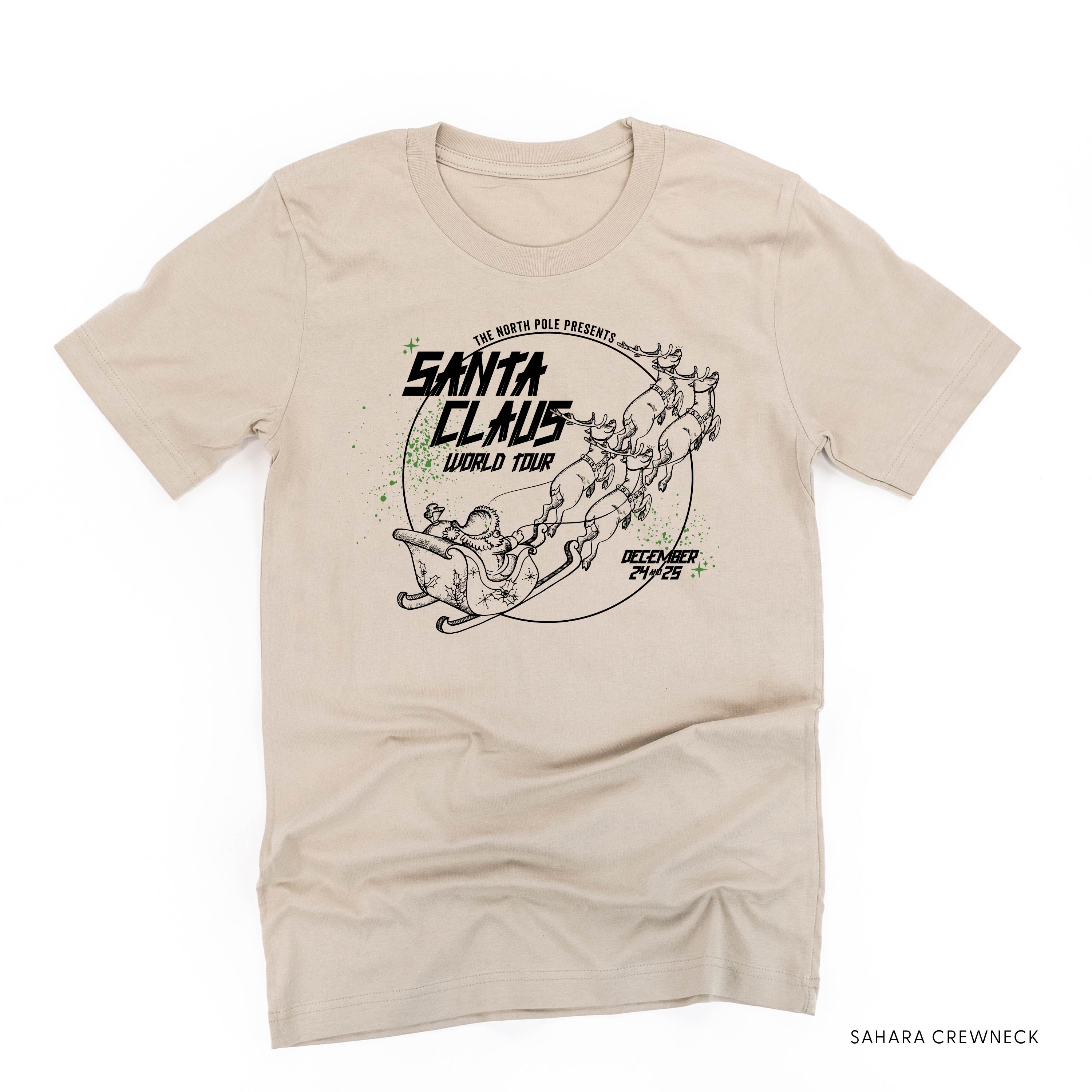 Santa Claus World Tour (f&b) - Unisex Tee Little Mama Shirt Shop