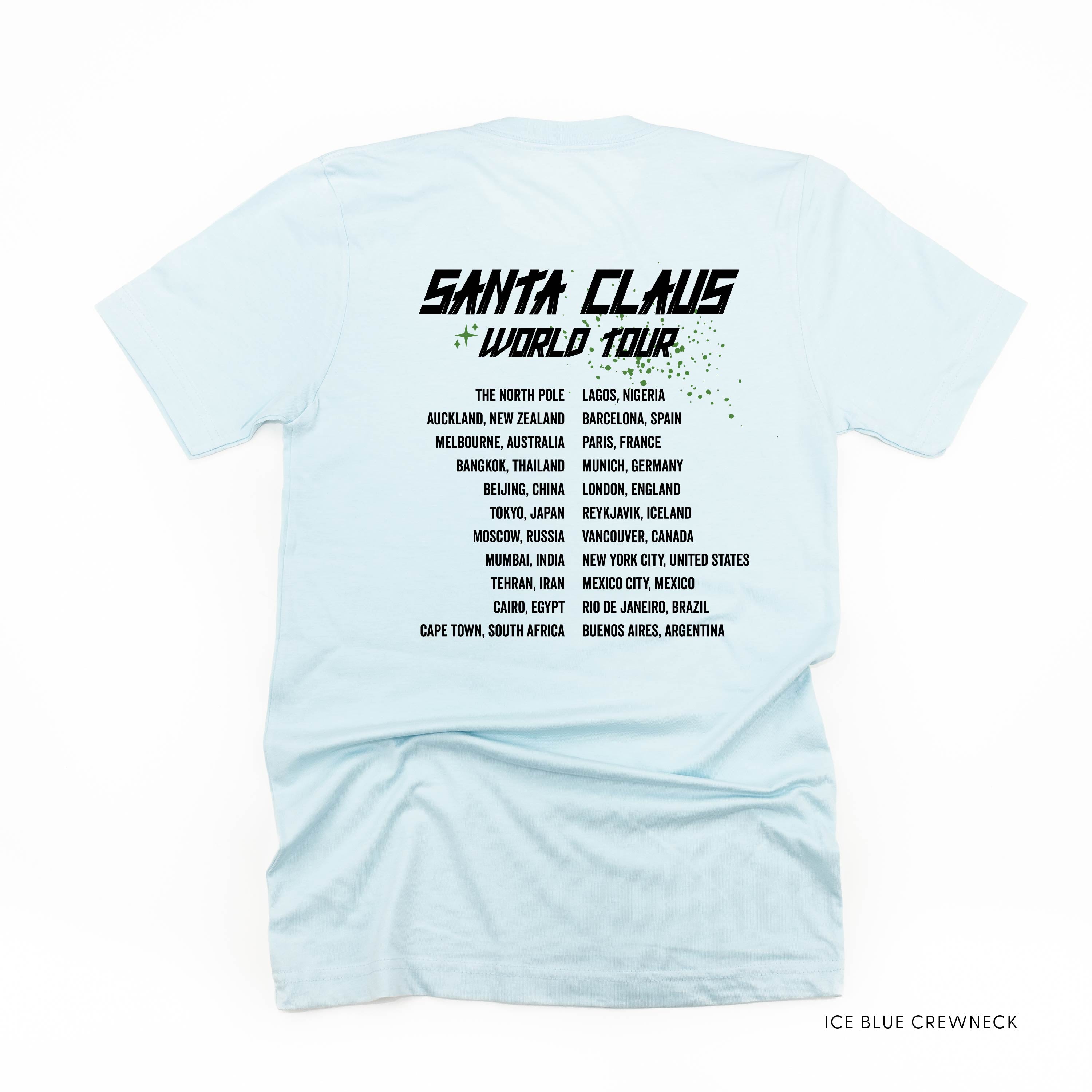 Santa Claus World Tour (f&b) - Unisex Tee Little Mama Shirt Shop