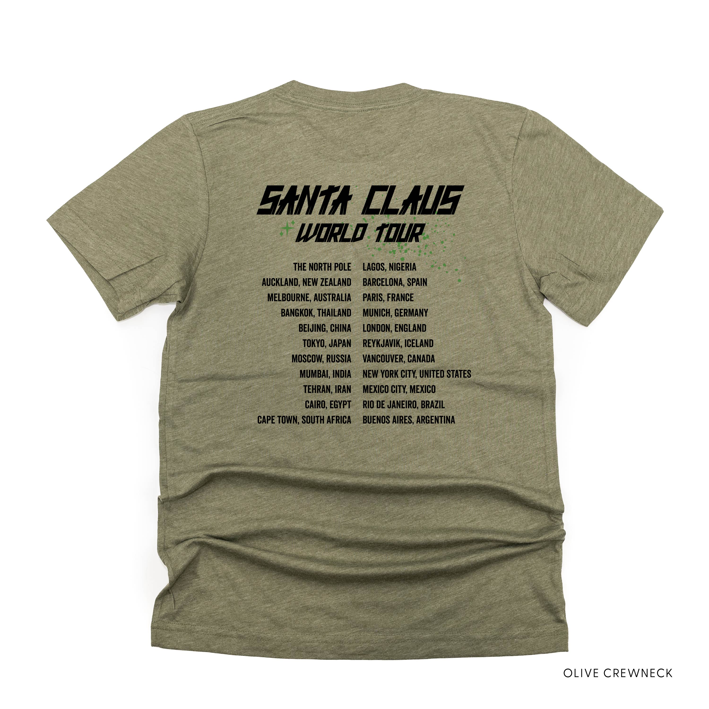 Santa Claus World Tour (f&b) - Unisex Tee Little Mama Shirt Shop
