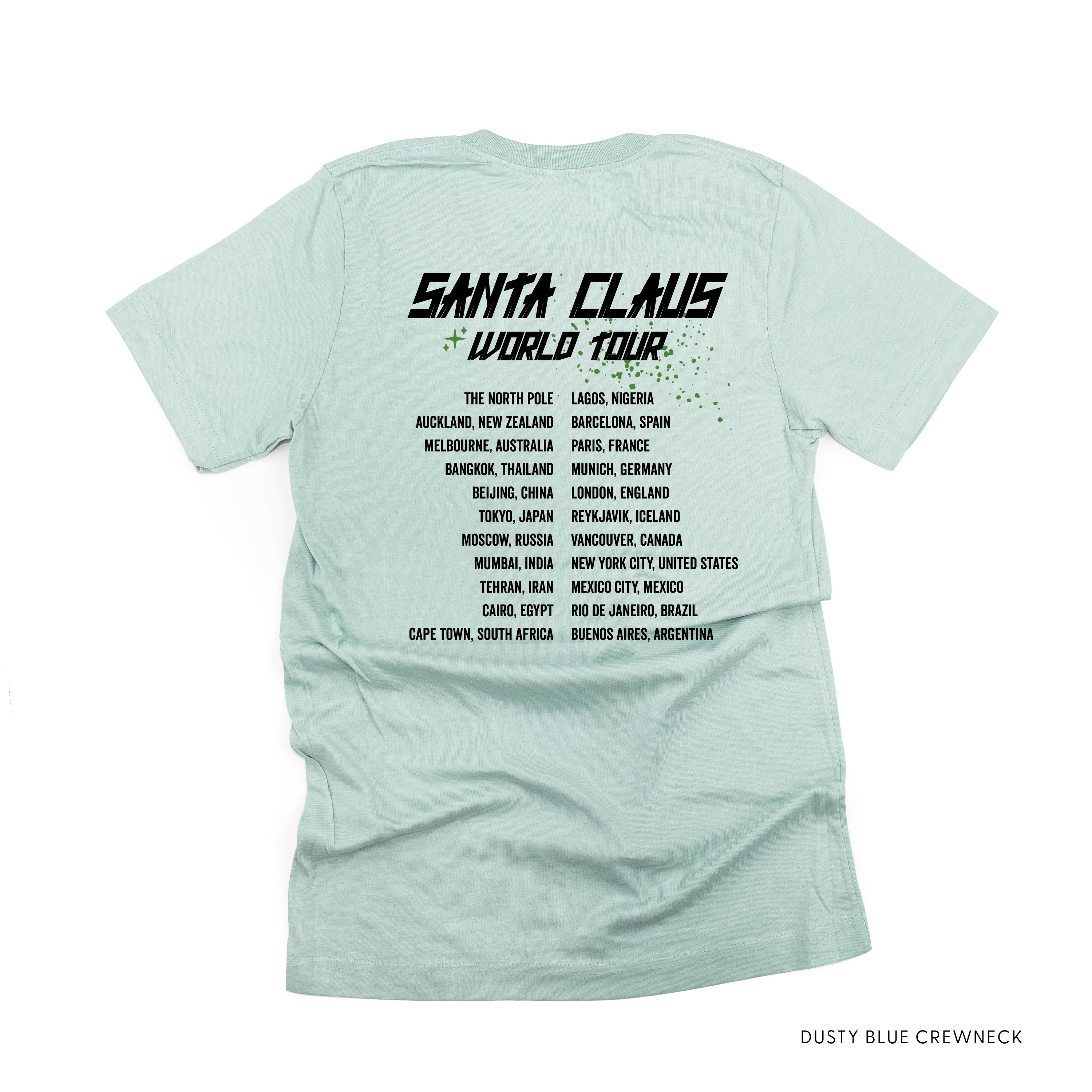 Santa Claus World Tour (f&b) - Unisex Tee Little Mama Shirt Shop