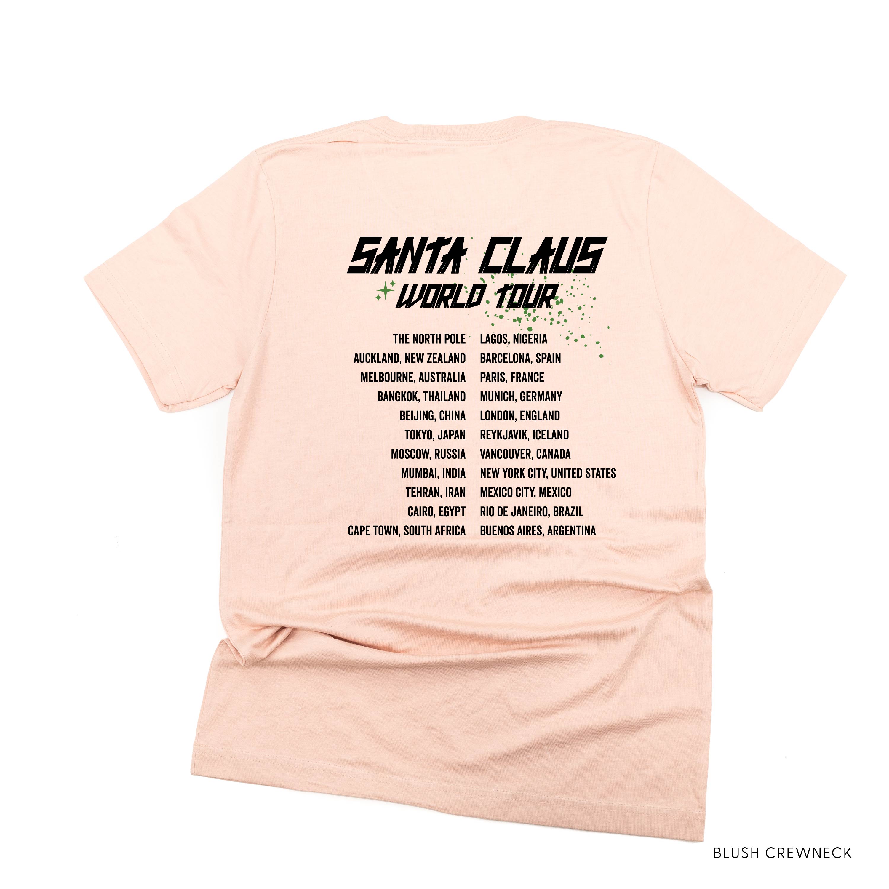 Santa Claus World Tour (f&b) - Unisex Tee Little Mama Shirt Shop