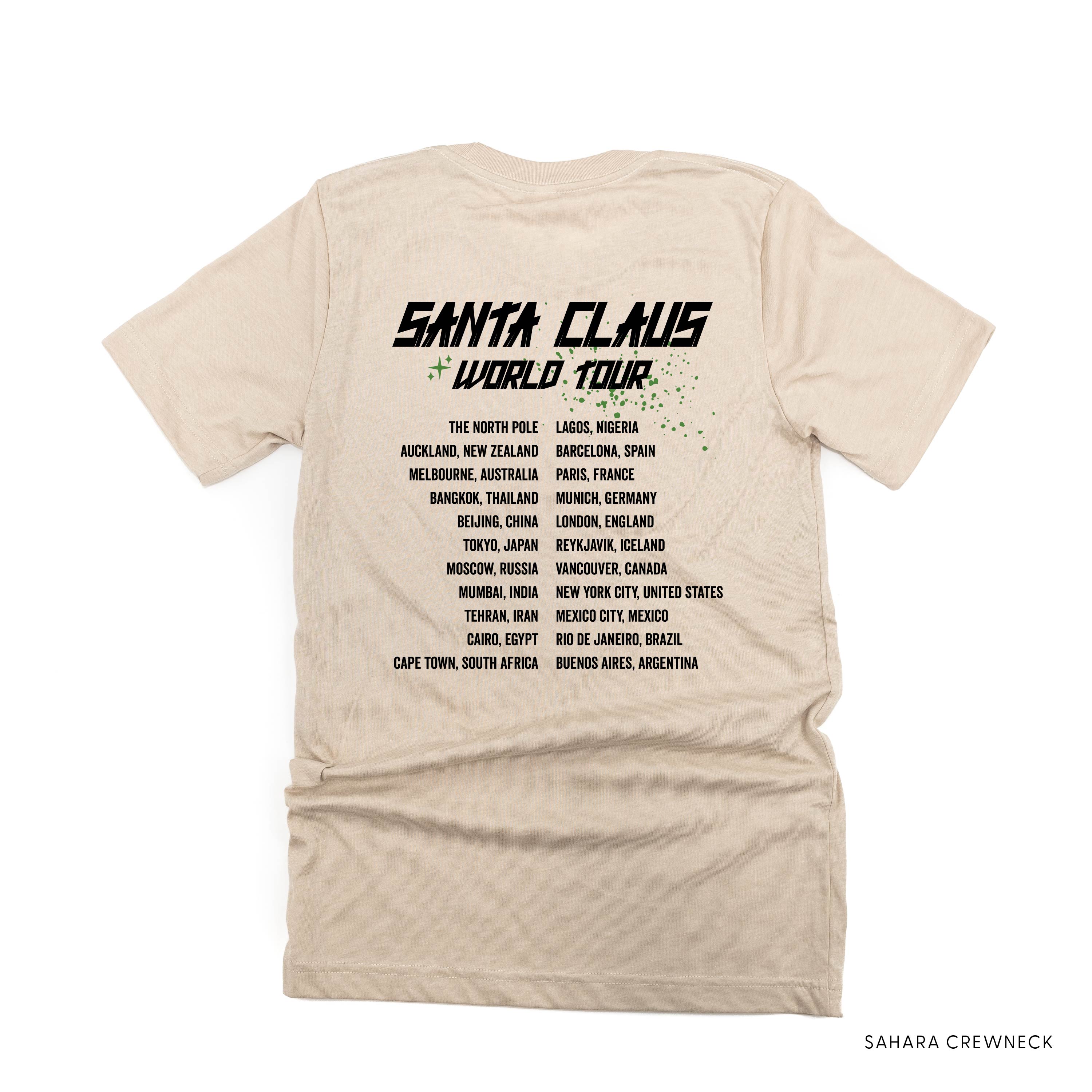 Santa Claus World Tour (f&b) - Unisex Tee Little Mama Shirt Shop