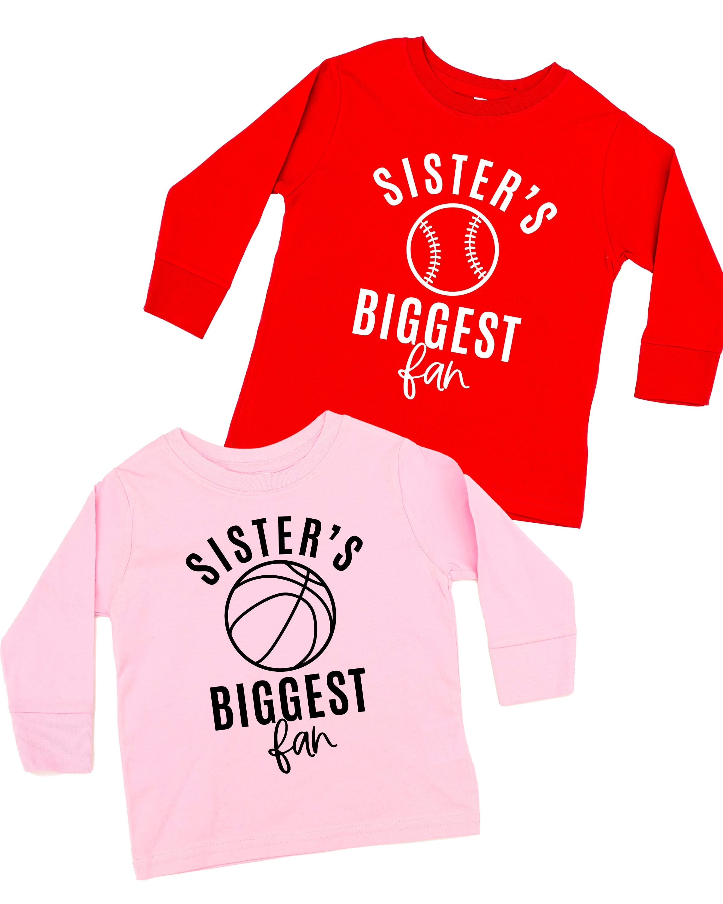 Sister's Biggest Fan - (Choose your Sport) - Child Long Sleeve Tee Little Mama Shirt Shop