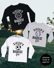 Sister's Biggest Fan - (Choose your Sport) - Child Long Sleeve Tee Little Mama Shirt Shop