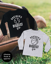 Brother's Biggest Fan - (Choose your Sport) - Child Long Sleeve Tee Little Mama Shirt Shop