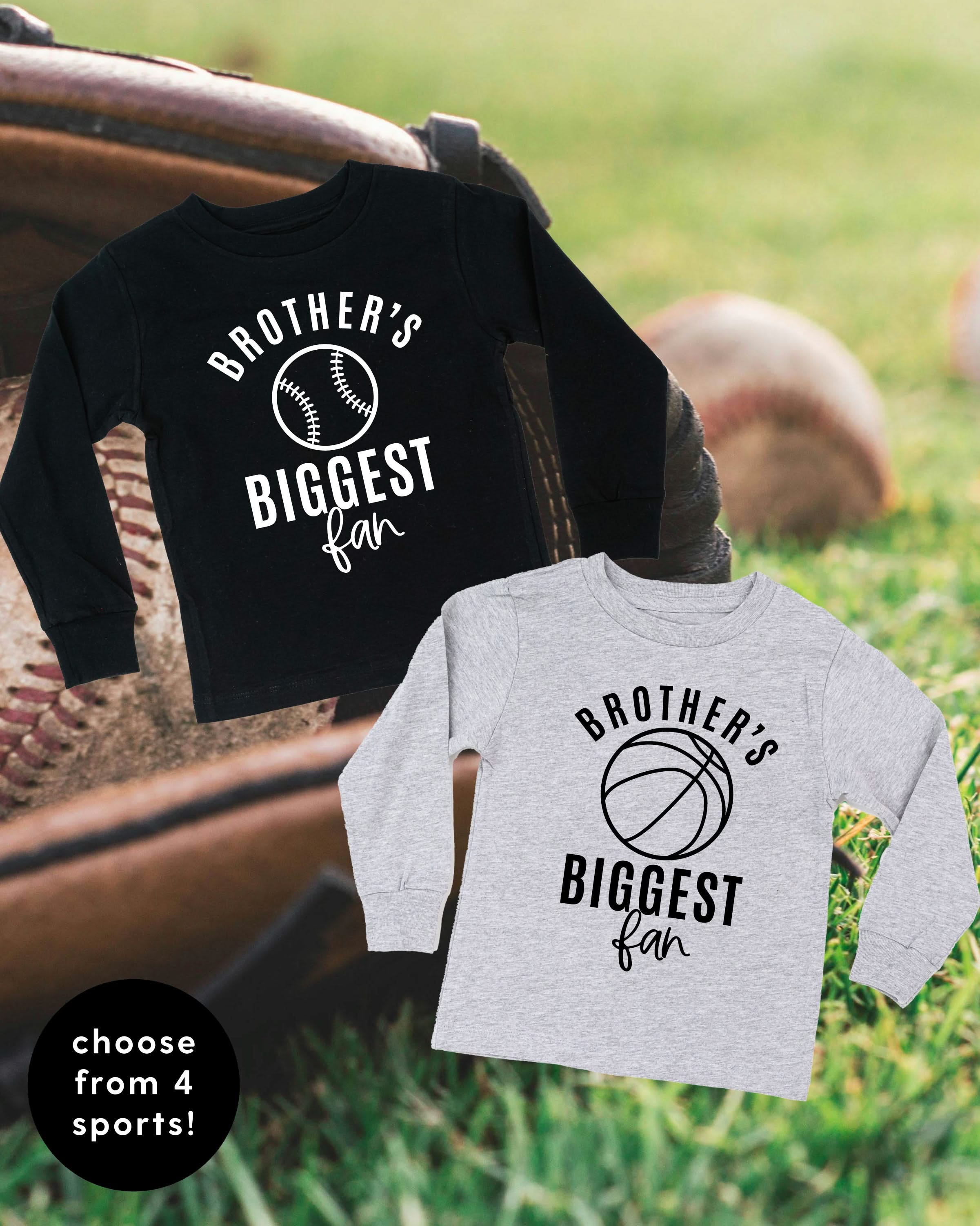Brother's Biggest Fan - (Choose your Sport) - Child Long Sleeve Tee Little Mama Shirt Shop