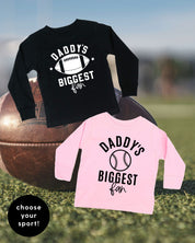 Daddy's Biggest Fan - (Choose your Sport) - Child Long Sleeve Tee Little Mama Shirt Shop