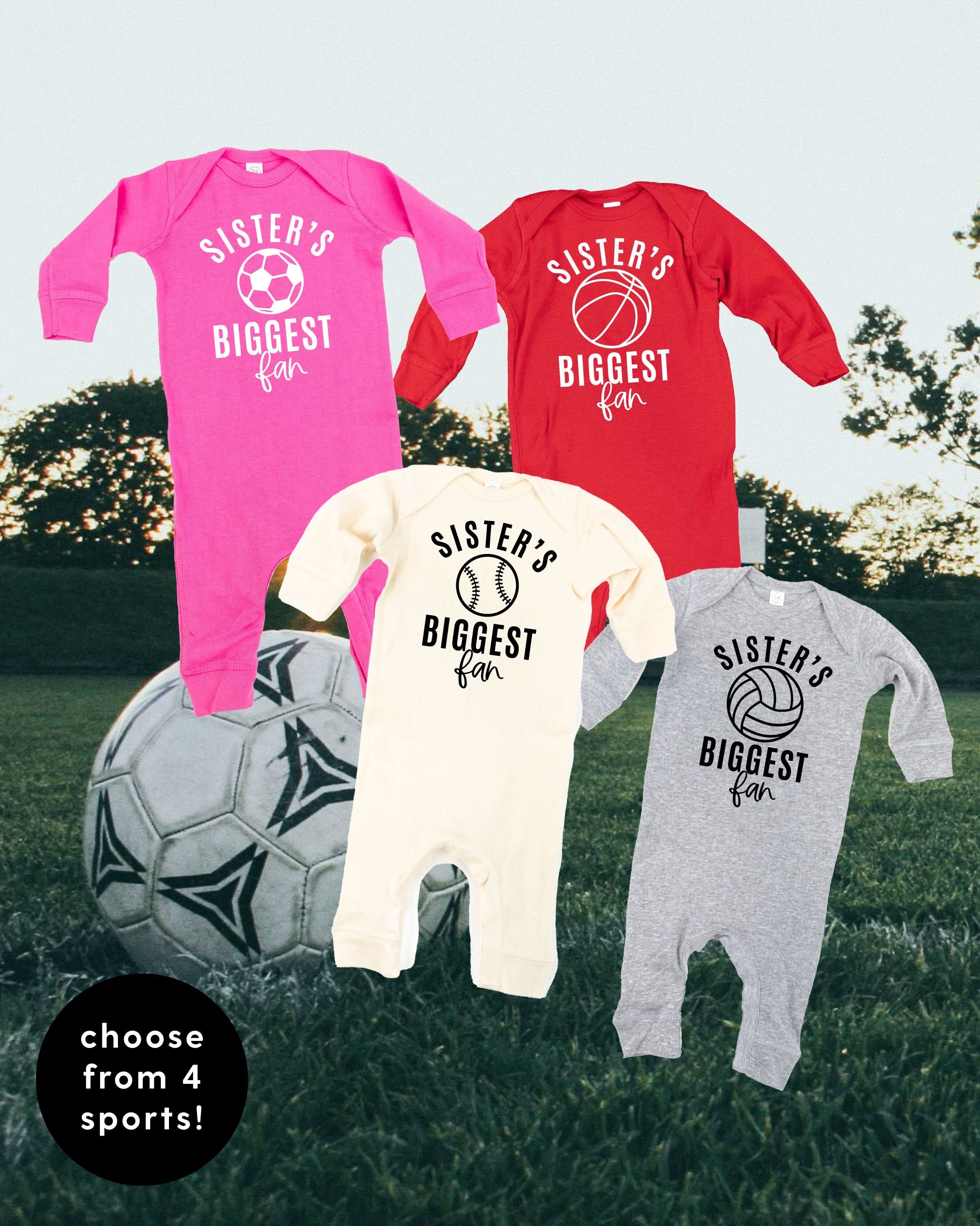 Sister's Biggest Fan - (Choose your Sport) - Infant Sleeper Little Mama Shirt Shop