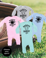 Daddy's Biggest Fan - (Choose your Sport) - Infant Sleeper Little Mama Shirt Shop