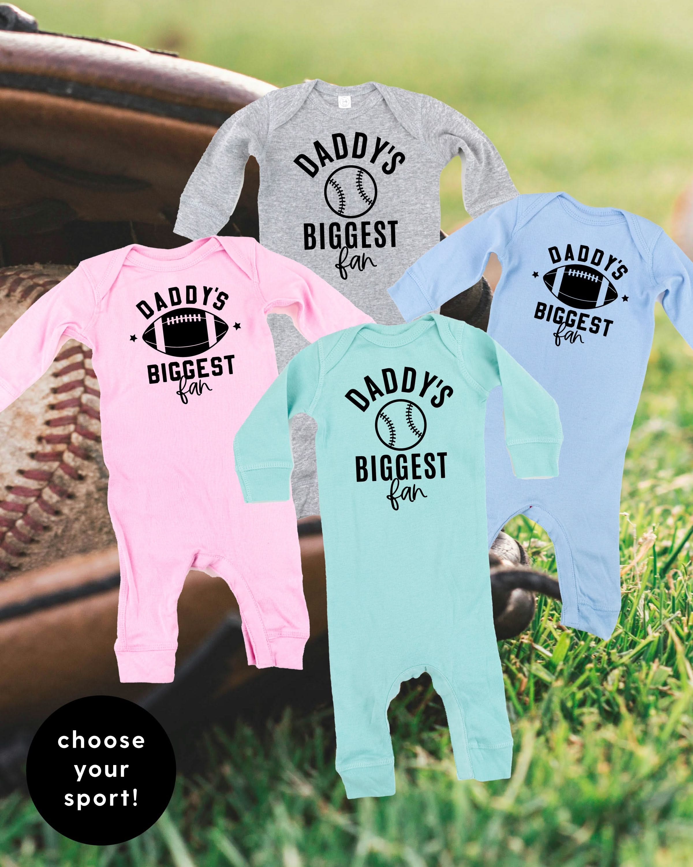 Daddy's Biggest Fan - (Choose your Sport) - Infant Sleeper Little Mama Shirt Shop