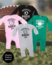 Brother's Biggest Fan - (Choose your Sport) - Infant Sleeper Little Mama Shirt Shop
