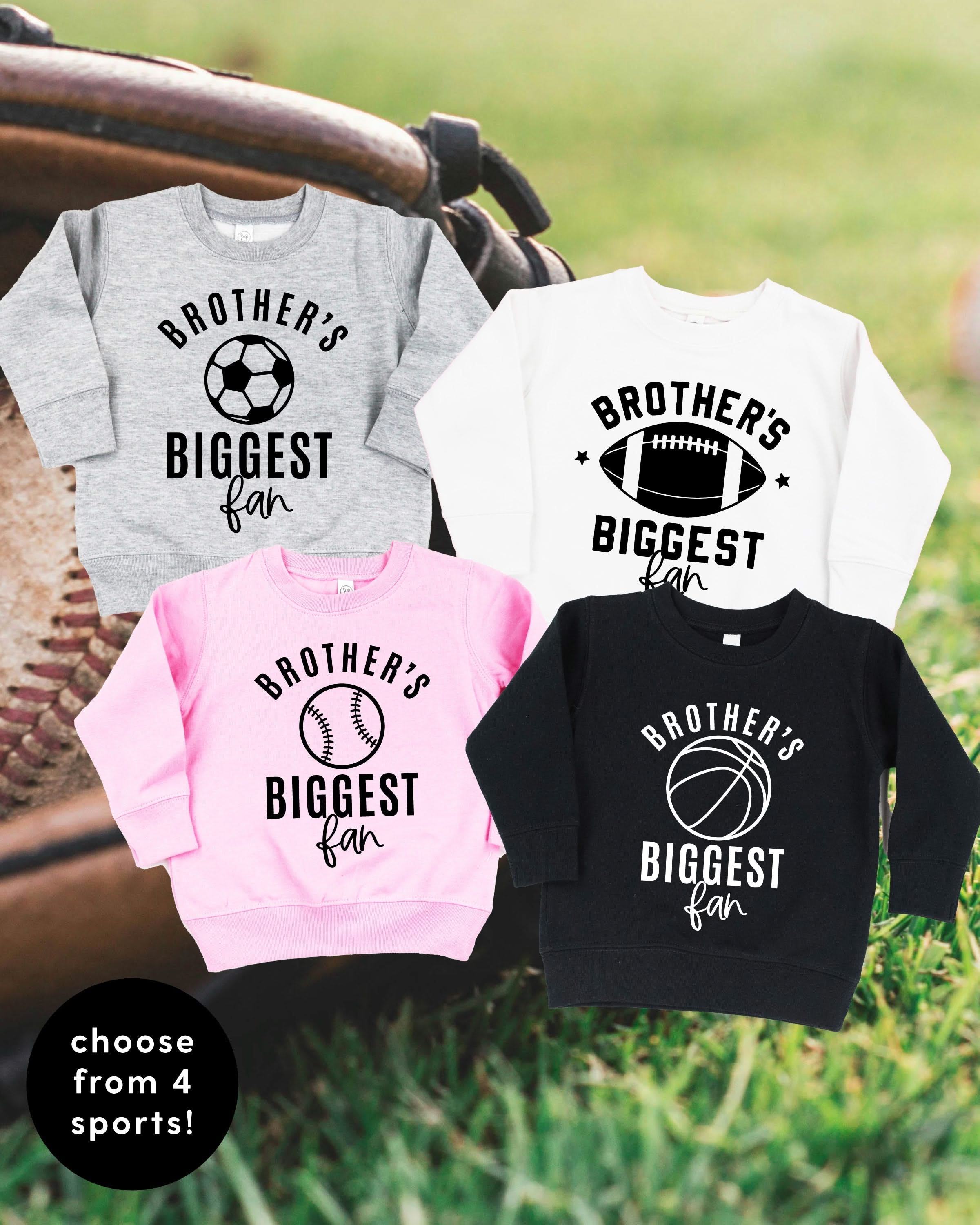 Brother's Biggest Fan - (Choose your Sport) - Child Sweater Little Mama Shirt Shop