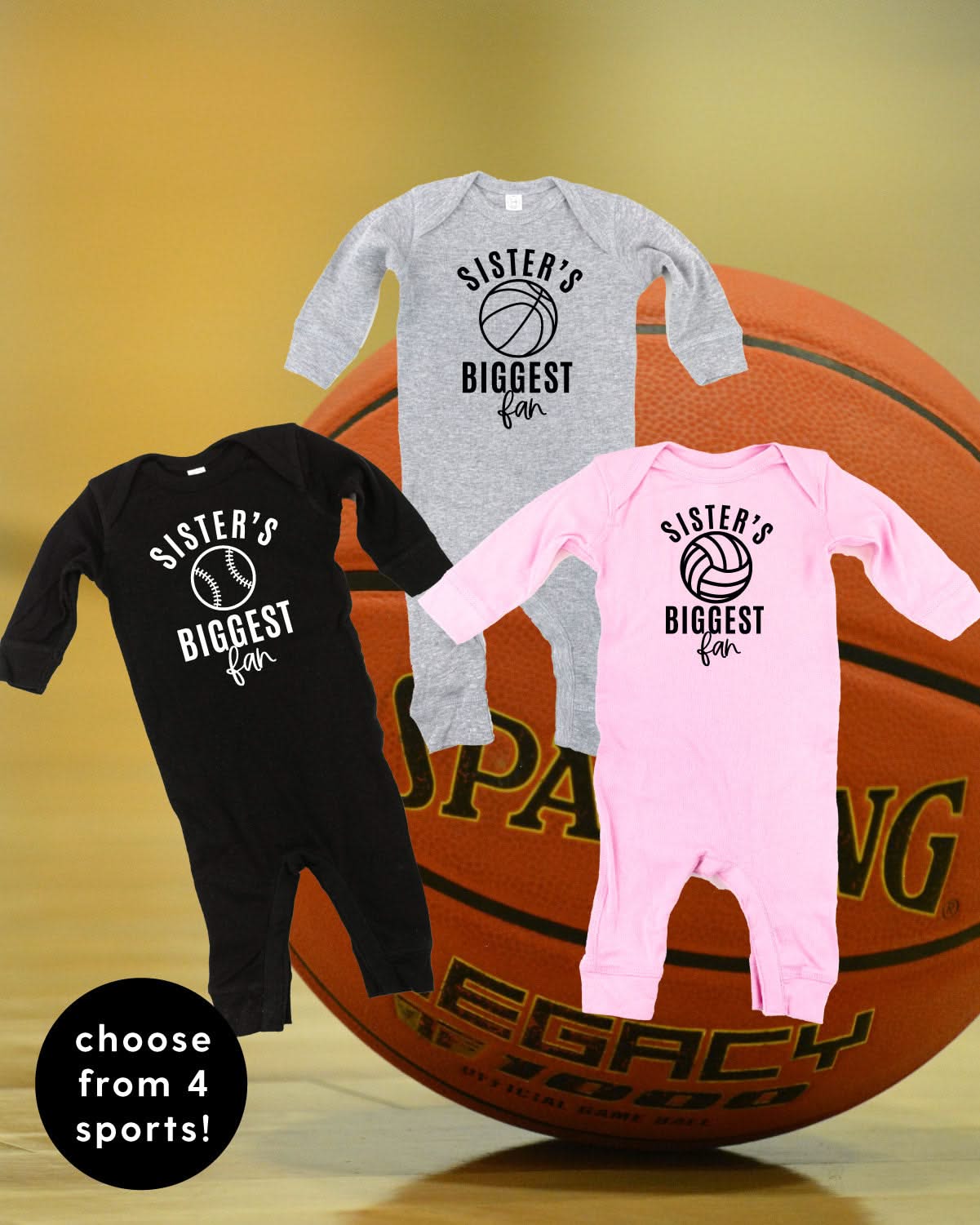 Sister's Biggest Fan - (Choose your Sport) - Baby Sleeper Little Mama Shirt Shop