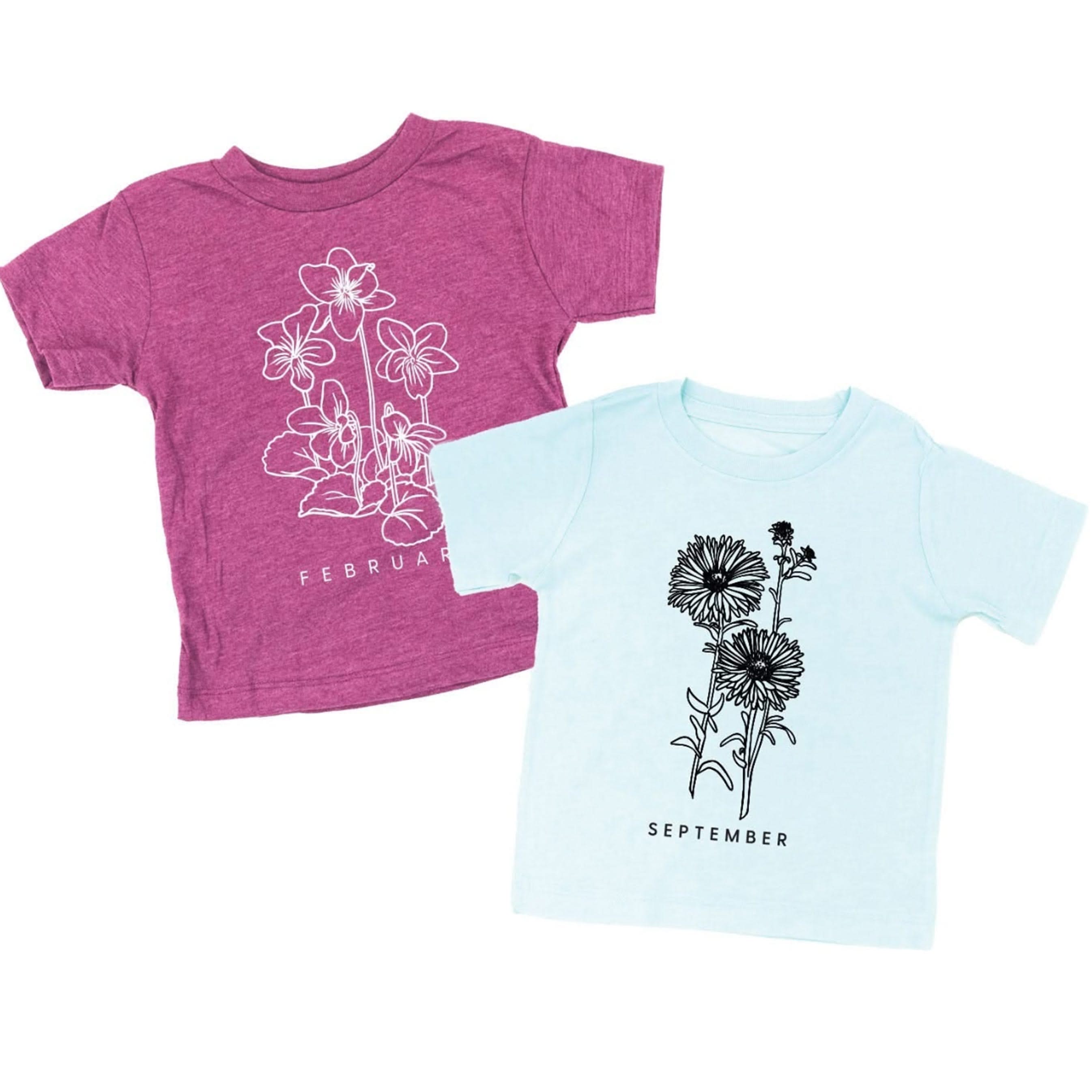 Birth Flowers (Choose Your Month/Flower) - Child Tee Little Mama Shirt Shop