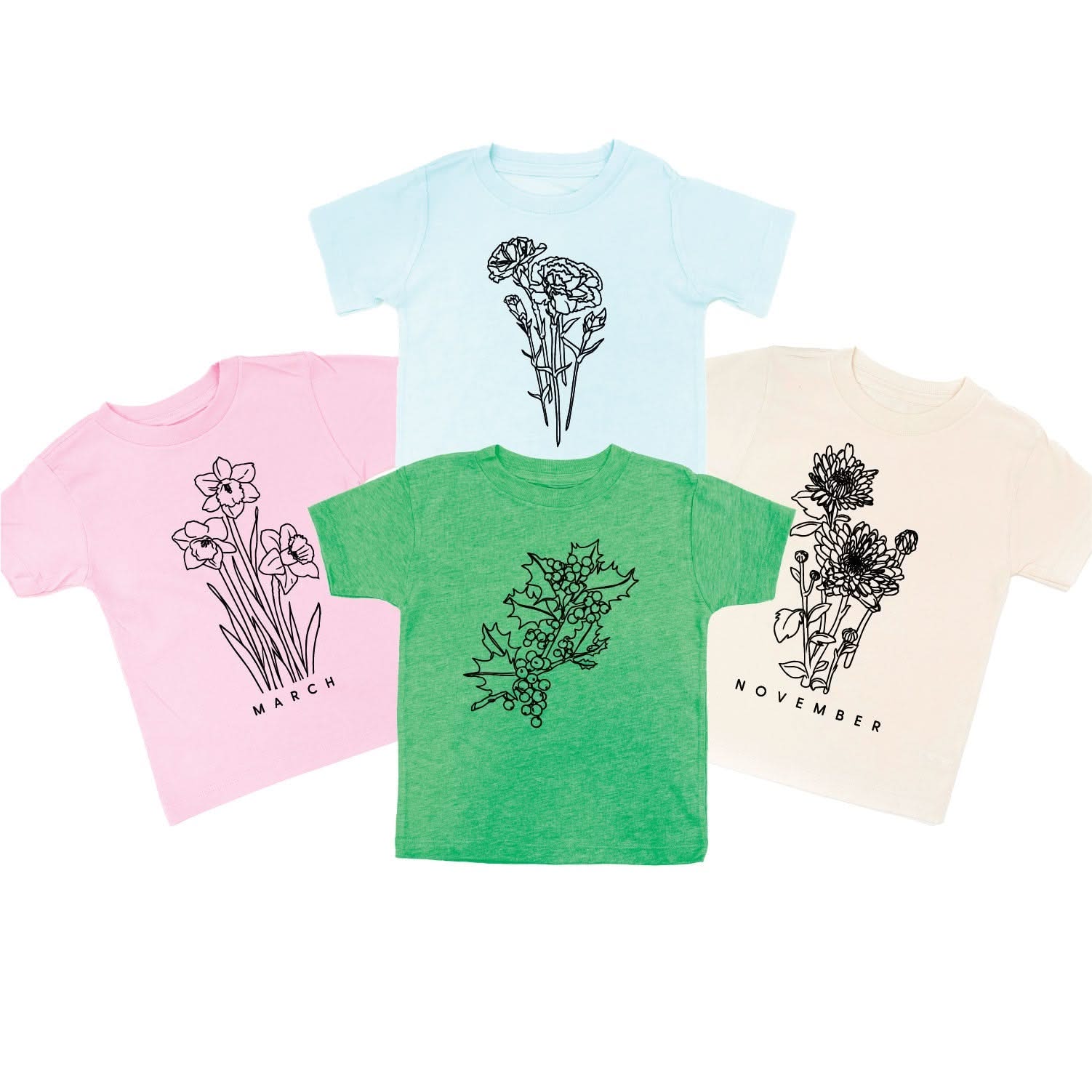 Birth Flowers (Choose Your Month/Flower) - Child Tee Little Mama Shirt Shop
