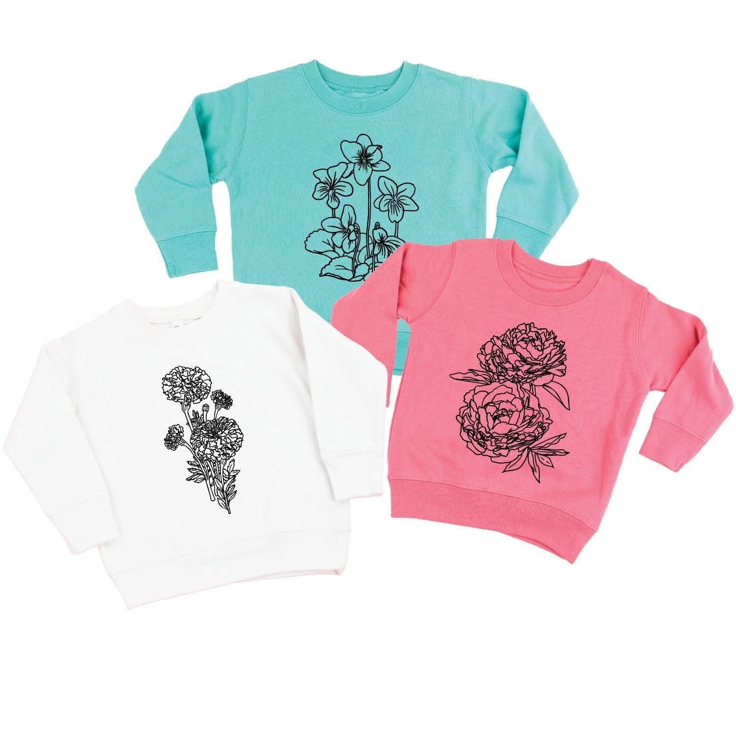Birth Flowers (Choose Your Month/Flower) - Child Sweater Little Mama Shirt Shop