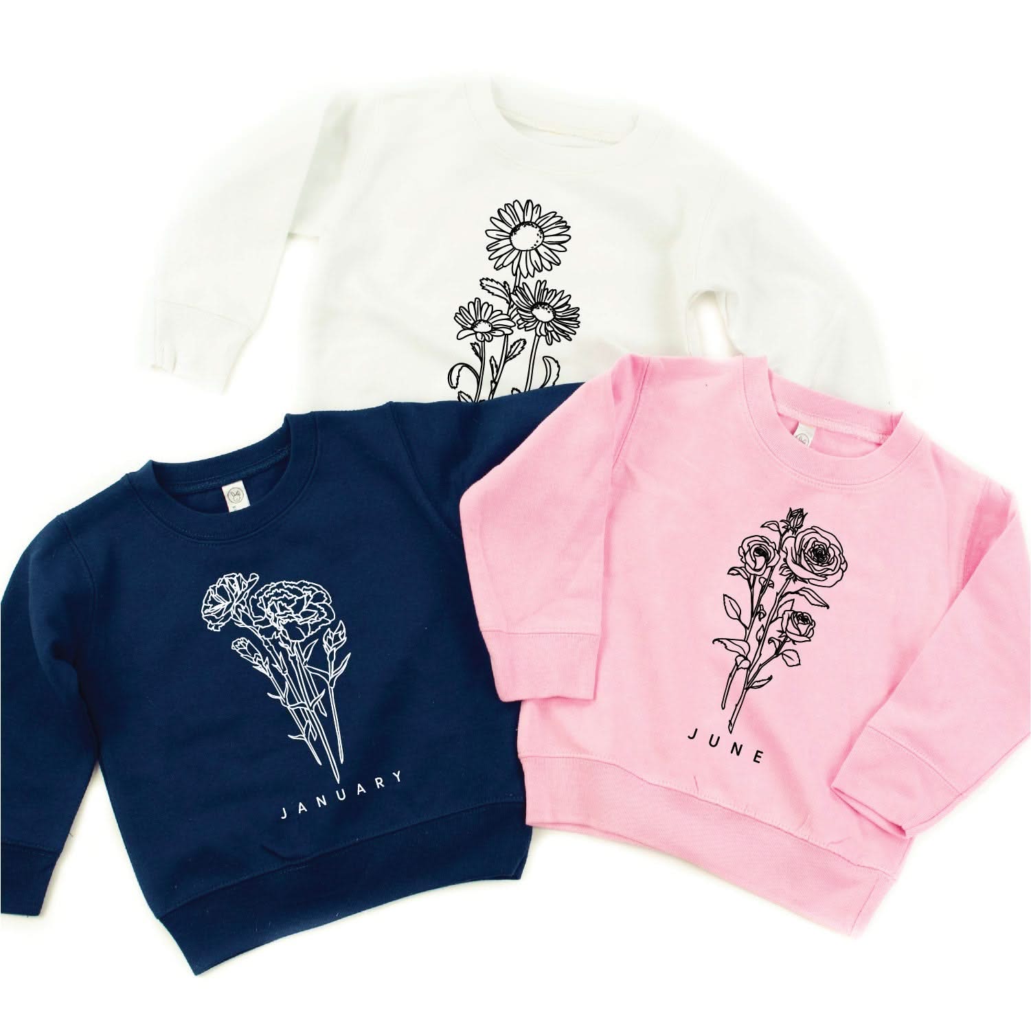 Birth Flowers (Choose Your Month/Flower) - Child Sweater Little Mama Shirt Shop