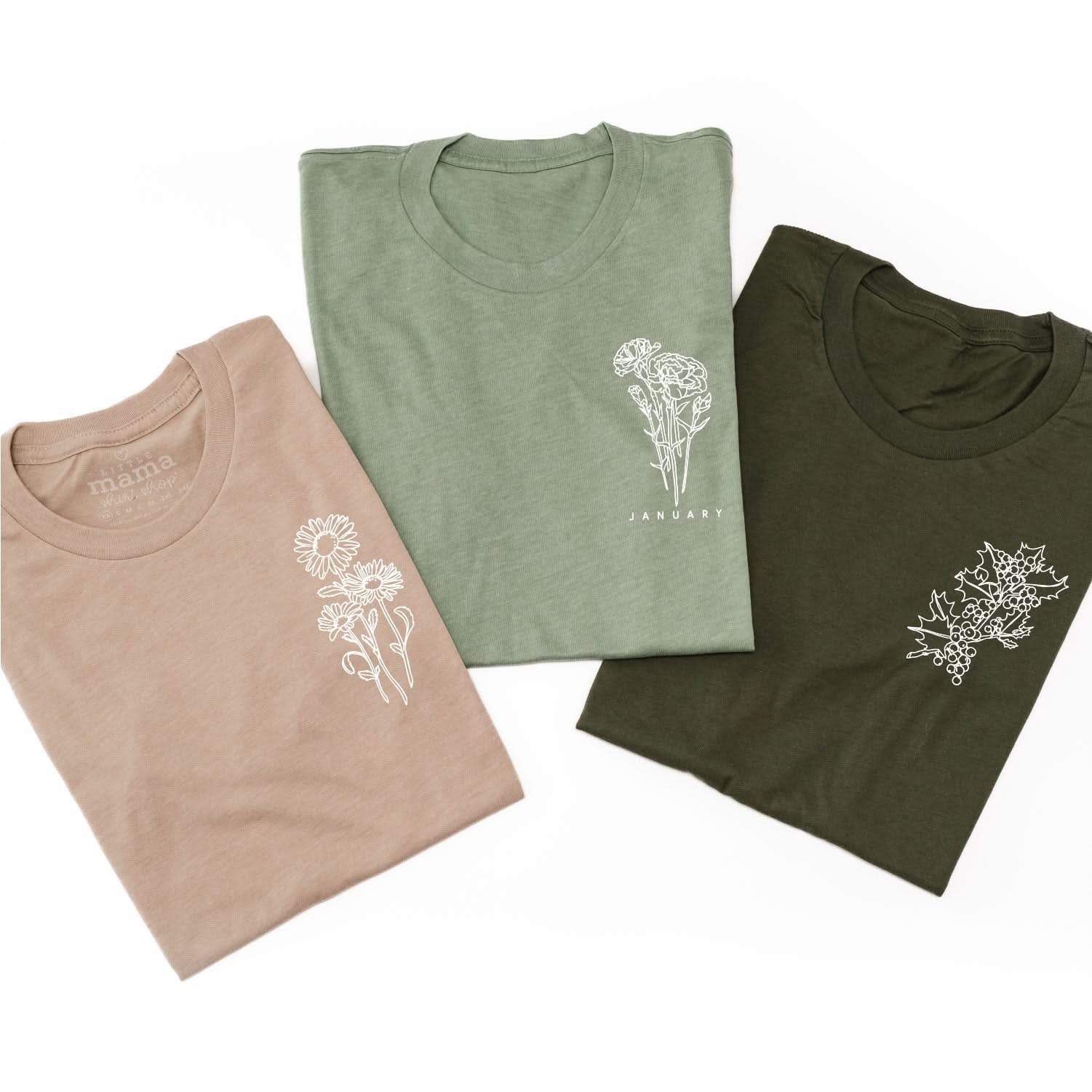 Birth Flowers (Choose Your Month/Flower) - Unisex Tee Little Mama Shirt Shop