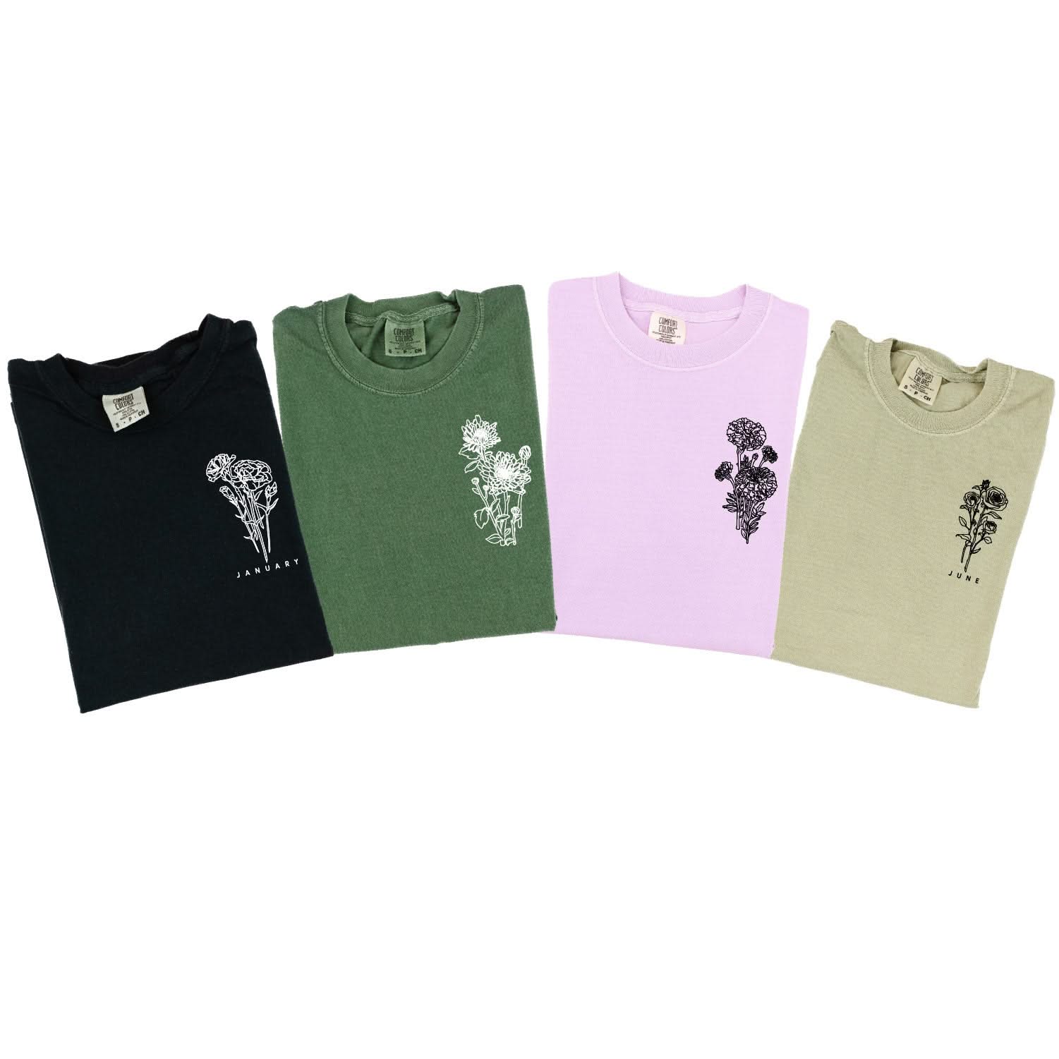 Birth Flowers (Choose Your Month/Flower) - Comfort Colors Tee Little Mama Shirt Shop