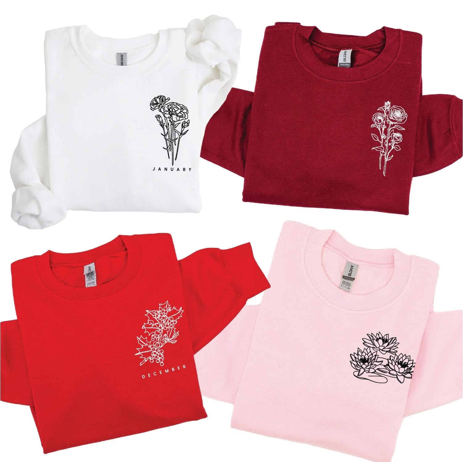 Birth Flowers (Choose Your Month/Flower) - BASIC Fleece Little Mama Shirt Shop LLC