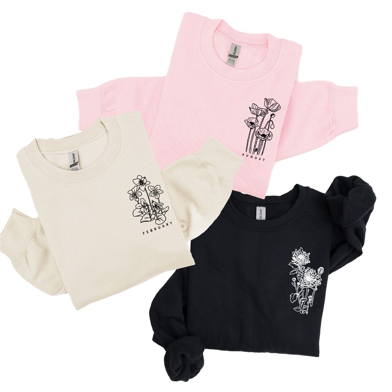 Birth Flowers (Choose Your Month/Flower) - BASIC Fleece Little Mama Shirt Shop LLC