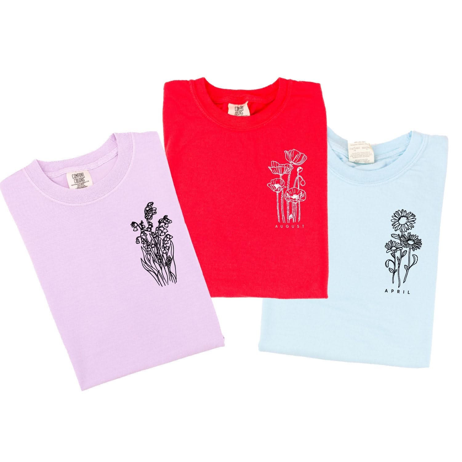 Birth Flowers (Choose Your Month/Flower) - Comfort Colors Tee Little Mama Shirt Shop