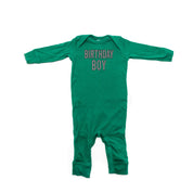 BIRTHDAY BOY - BLOCK FONT CHECKERS - One Piece Infant Sleeper Little Mama Shirt Shop