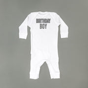 BIRTHDAY BOY - BLOCK FONT CHECKERS - One Piece Infant Sleeper Little Mama Shirt Shop