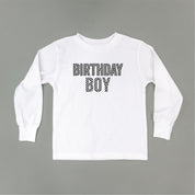 BIRTHDAY BOY - BLOCK FONT CHECKERS - Long Sleeve Child Shirt Little Mama Shirt Shop