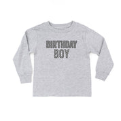 BIRTHDAY BOY - BLOCK FONT CHECKERS - Long Sleeve Child Shirt Little Mama Shirt Shop