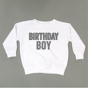BIRTHDAY BOY - BLOCK FONT CHECKERS - Child Sweater Little Mama Shirt Shop