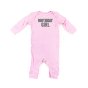 BIRTHDAY GIRL - BLOCK FONT CHECKERS - One Piece Infant Sleeper Little Mama Shirt Shop