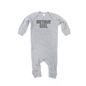 BIRTHDAY GIRL - BLOCK FONT CHECKERS - One Piece Infant Sleeper Little Mama Shirt Shop