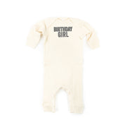 BIRTHDAY GIRL - BLOCK FONT CHECKERS - One Piece Infant Sleeper Little Mama Shirt Shop