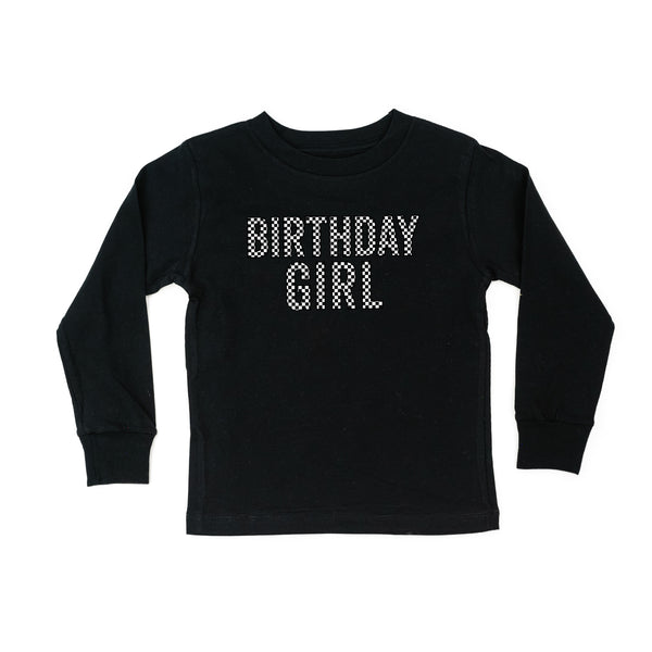 BIRTHDAY GIRL - BLOCK FONT CHECKERS - Long Sleeve Child Shirt