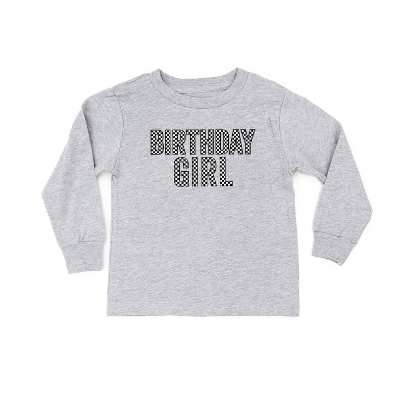 BIRTHDAY GIRL - BLOCK FONT CHECKERS - Long Sleeve Child Shirt