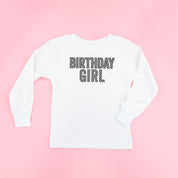Birthday Girl - Block Font Checkers - Child Long Sleeve Tee Little Mama Shirt Shop